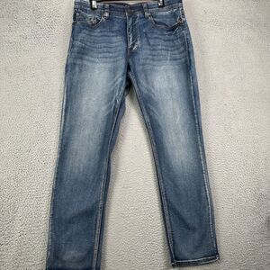 Nat Nast Straight Jeans Mens 34X32 Blue‎ Distressed 5 Pocket Stretch Denim Pants